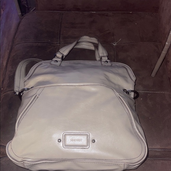 Nine West Handbags - Vintage Nine West Taupe Fold Over Convertible Leather Tote Satchel